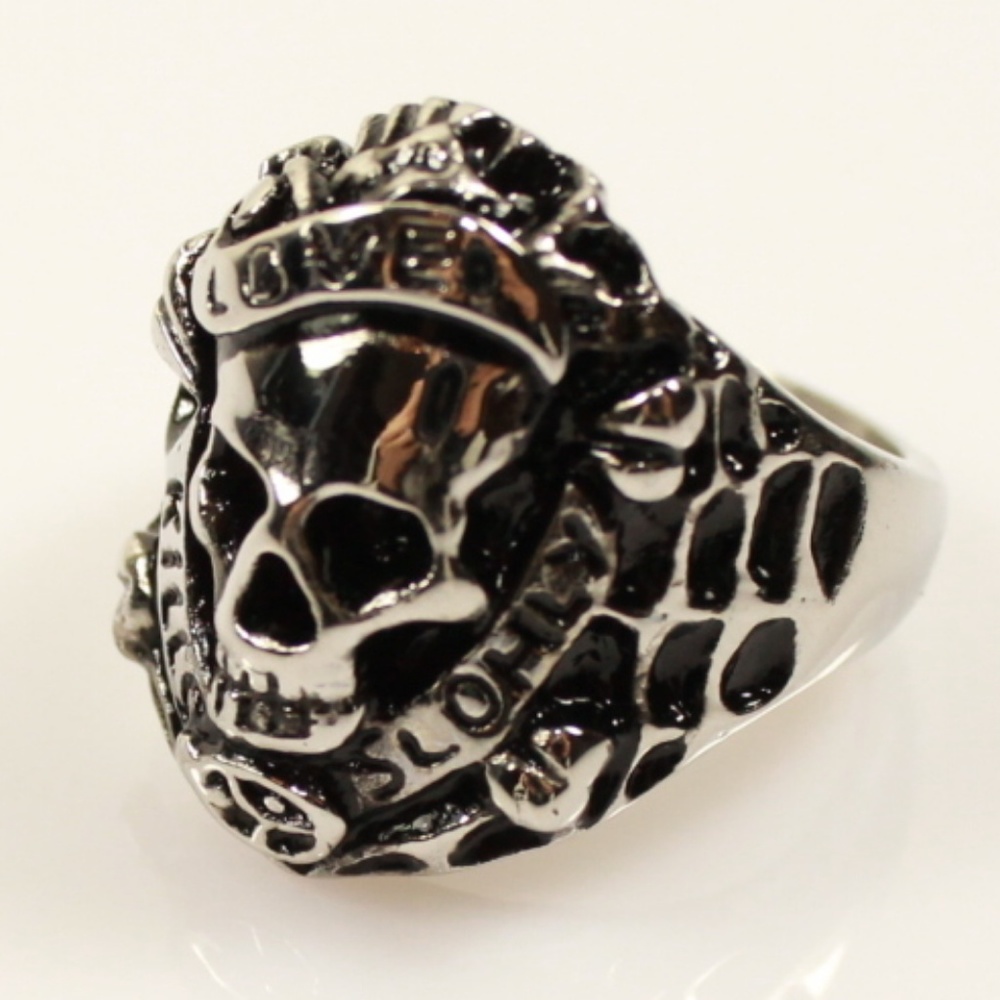 Brand New Ed Hardy Love Kills Slowly Biker Gothic Skull Sk… - Picture 4 of 5